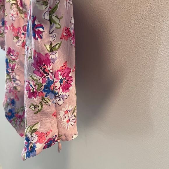 ASTR The Label Lace Up Multicolor Floral Puff Sleeve Top Size S - Picture 6 of 9